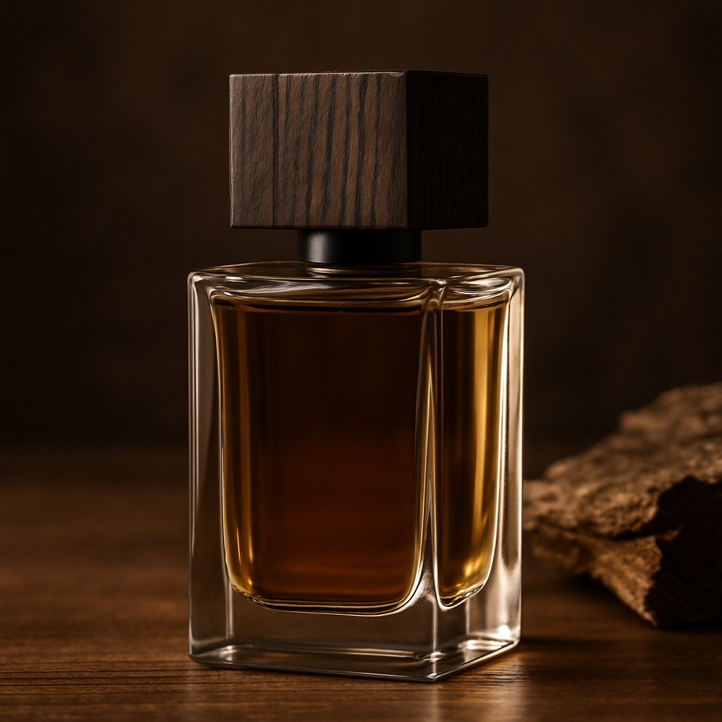 Woody perfume bottle