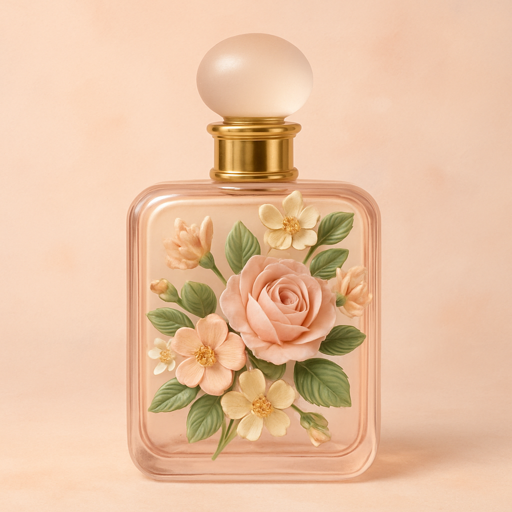 Floral perfume bottle